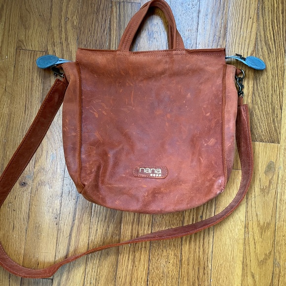 Nana By Sally Geometry Satchel Handbag Genuine Leather - Picture 3 of 13